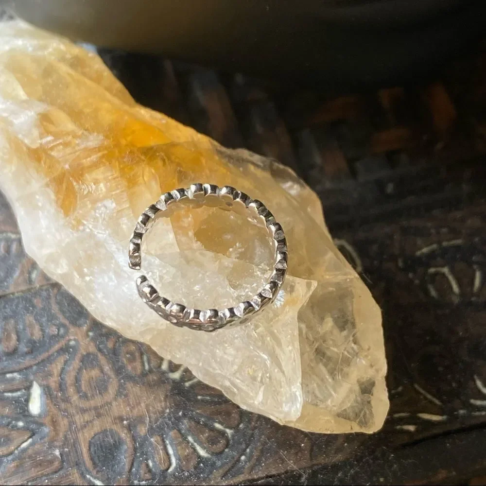 Sterling Silver Flower CZ Band Toe Ring